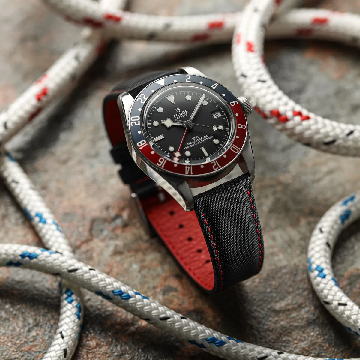 Mayday Regatta Sailcloth Divers Watch Strap - Crimson