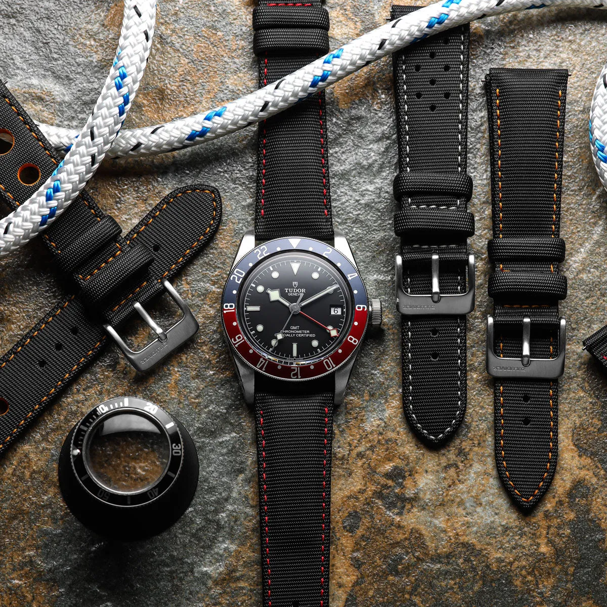 Mayday Regatta Sailcloth Divers Watch Strap - Crimson