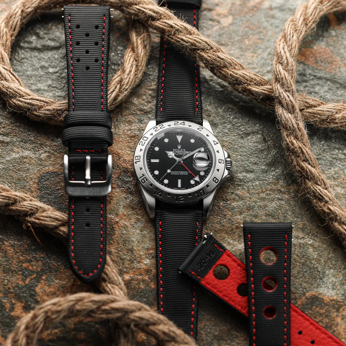 Mayday Regatta Sailcloth Divers Watch Strap - Crimson