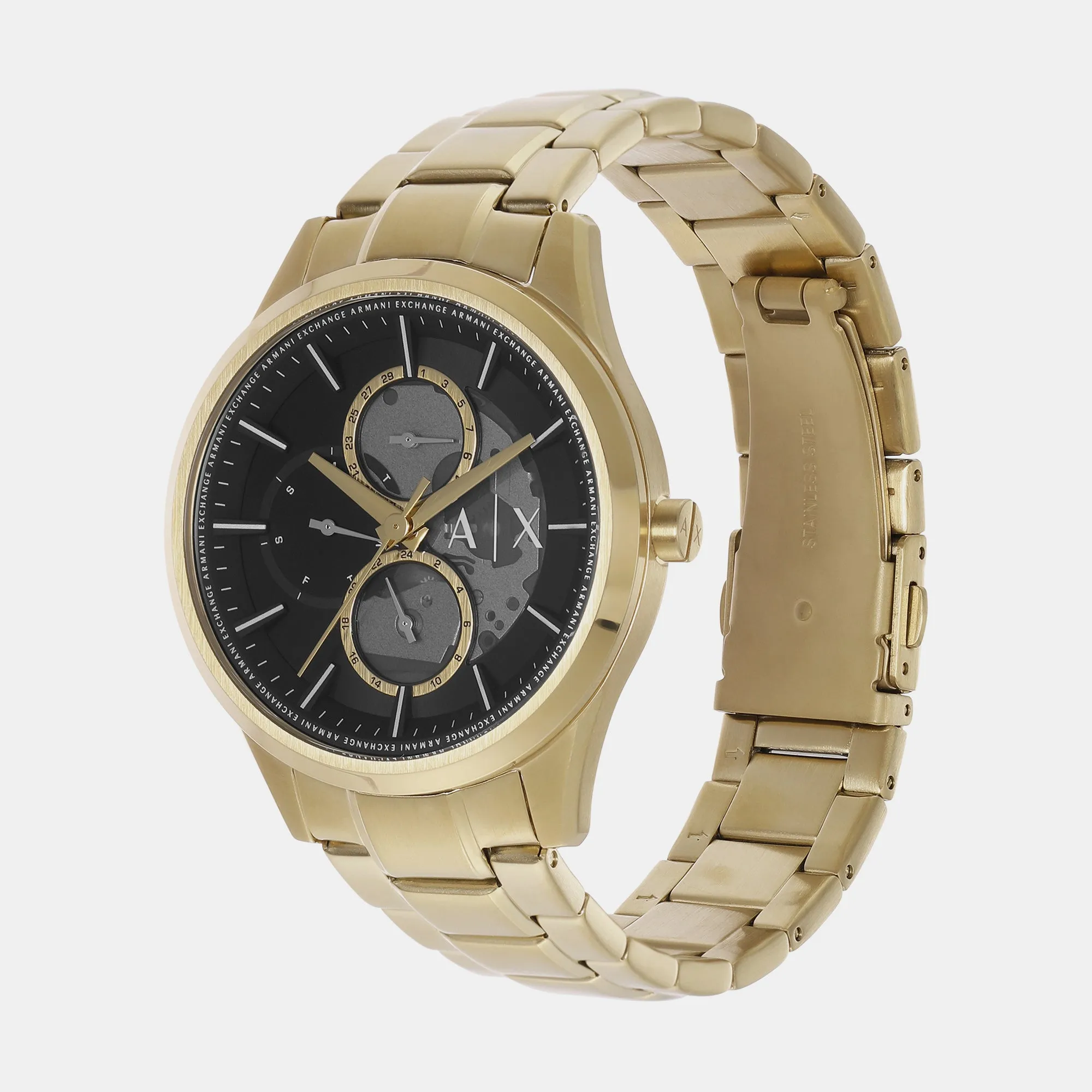 Men Black Chronograph Stainless Steel Watch AX1875
