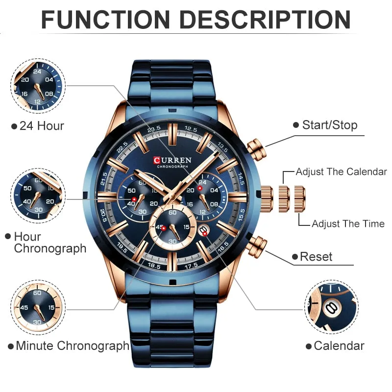 Men Watch Top Luxury Brand Sports Quartz | Waterproof Chronograph Wristwatch | Relogio Masculino