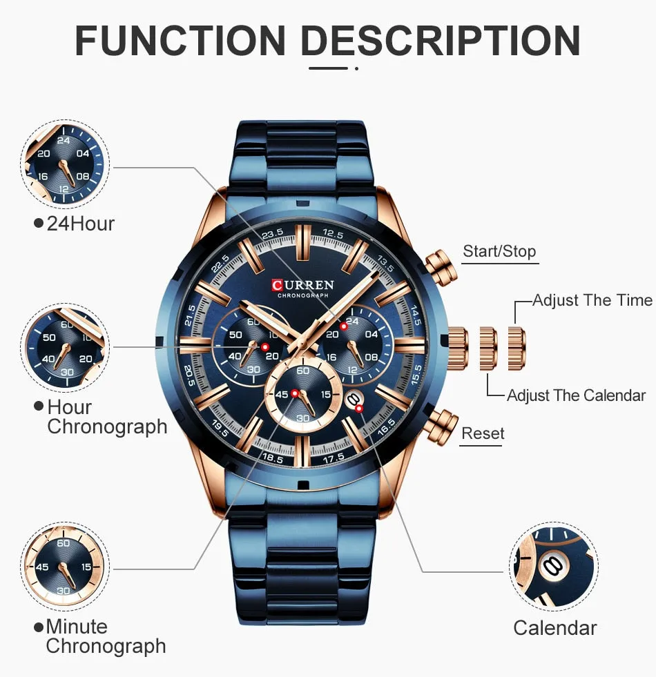 Men Watch Top Luxury Brand Sports Quartz | Waterproof Chronograph Wristwatch | Relogio Masculino