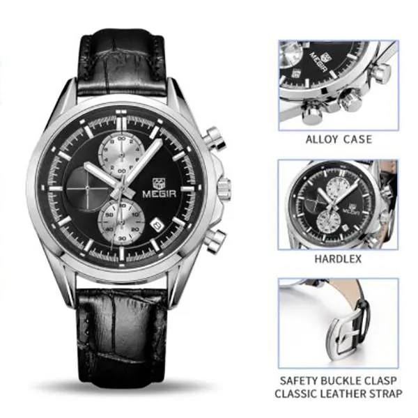Men's Chronograph Leather Quartz Watch
