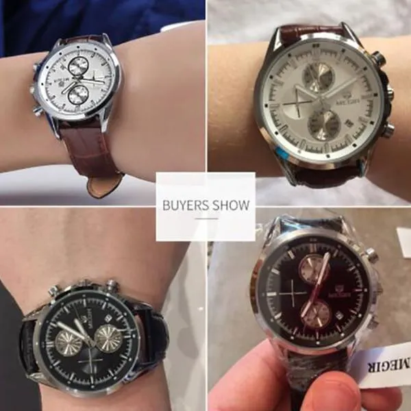 Men's Chronograph Leather Quartz Watch