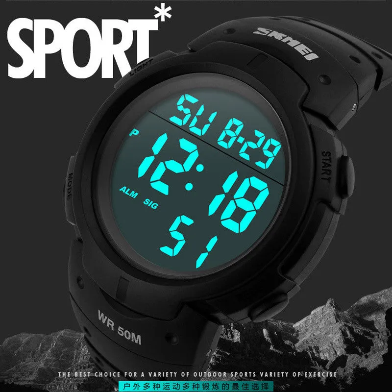 Men's Digital LED Sports Watch, Water Resistant to 50m (150ft)