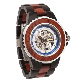 Men's Genuine Automatic Rose Ebony Wooden Watches No Battery Needed