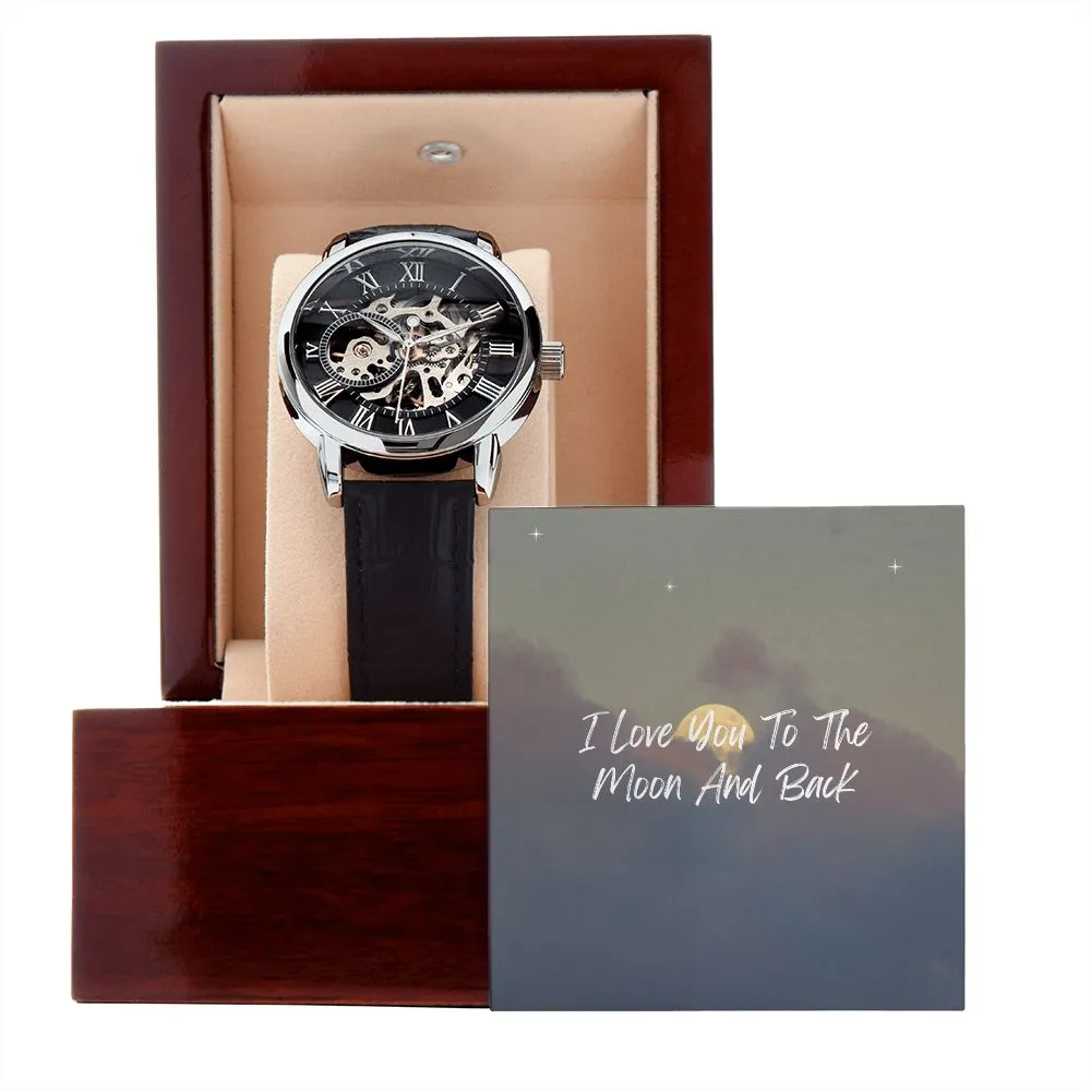 Men's Openwork Watch Gifts for Husband, Boyfriend, Fiancé Gifts Water Resistant