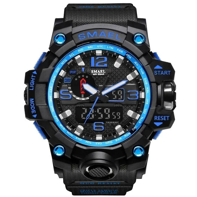 Mens Sports Dual Display Analog Digital LED Electronic Quartz Wristwatches Waterproof Swimming Military Watch