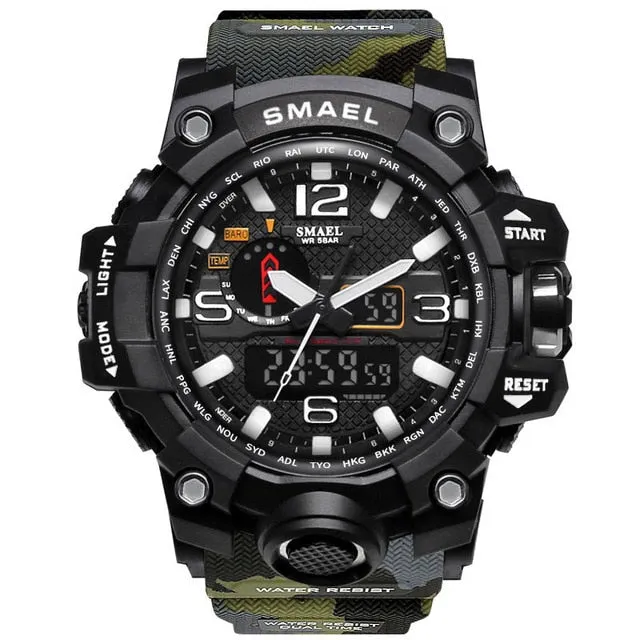 Mens Sports Dual Display Analog Digital LED Electronic Quartz Wristwatches Waterproof Swimming Military Watch