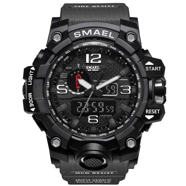 Mens Sports Dual Display Analog Digital LED Electronic Quartz Wristwatches Waterproof Swimming Military Watch