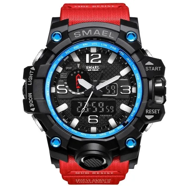 Mens Sports Dual Display Analog Digital LED Electronic Quartz Wristwatches Waterproof Swimming Military Watch
