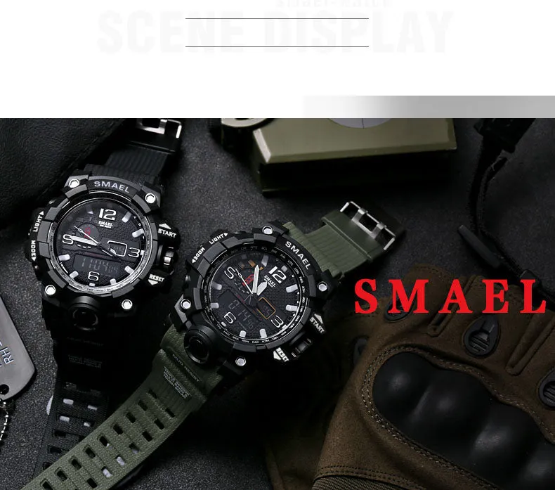 Mens Sports Dual Display Analog Digital LED Electronic Quartz Wristwatches Waterproof Swimming Military Watch