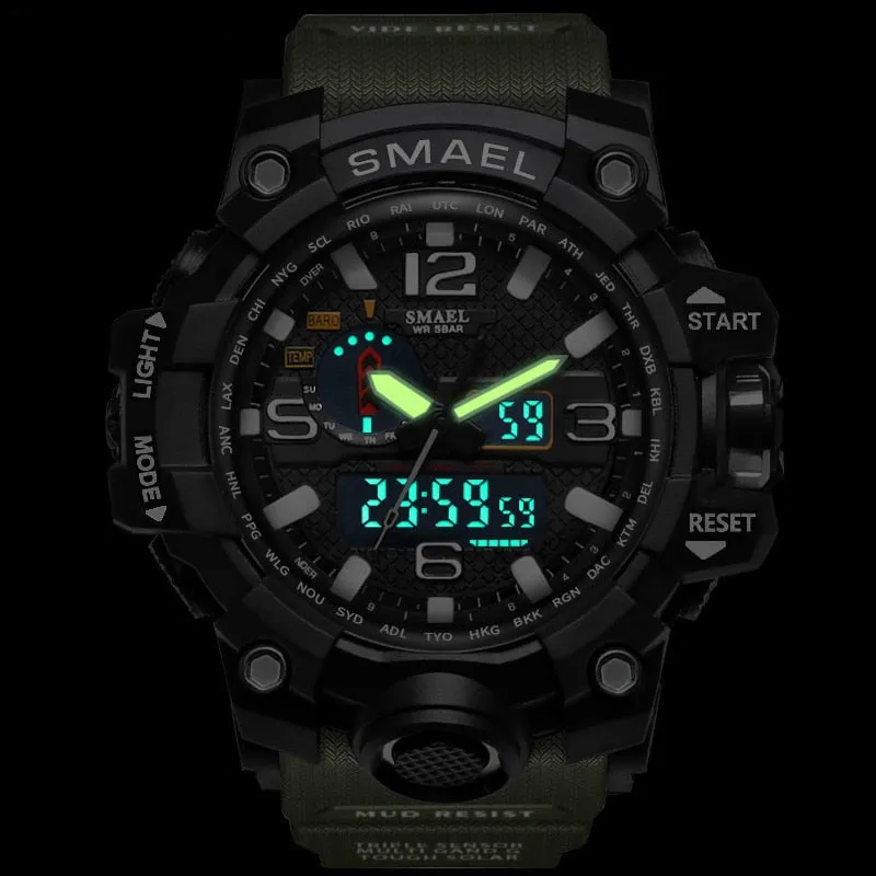 Mens Sports Dual Display Analog Digital LED Electronic Quartz Wristwatches Waterproof Swimming Military Watch
