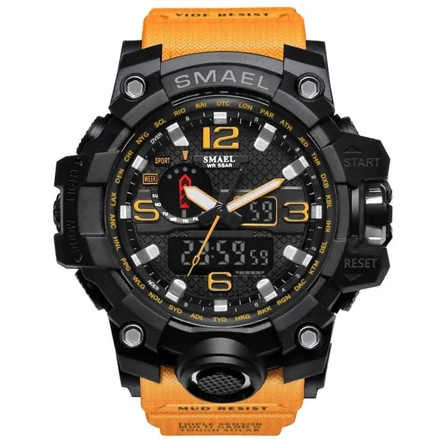 Mens Sports Dual Display Analog Digital LED Electronic Quartz Wristwatches Waterproof Swimming Military Watch