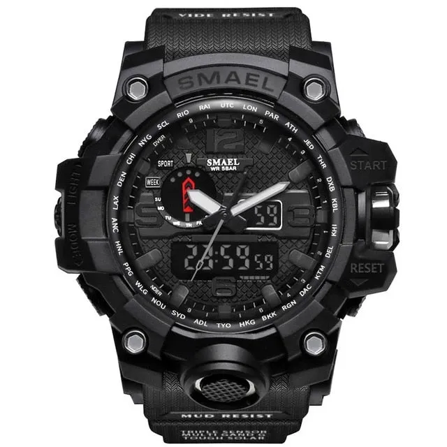 Mens Sports Dual Display Analog Digital LED Electronic Quartz Wristwatches Waterproof Swimming Military Watch