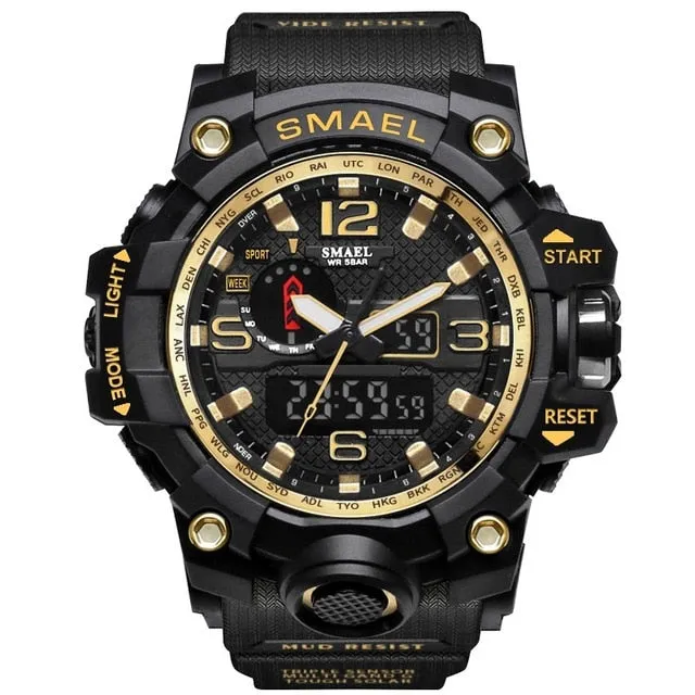 Mens Sports Dual Display Analog Digital LED Electronic Quartz Wristwatches Waterproof Swimming Military Watch