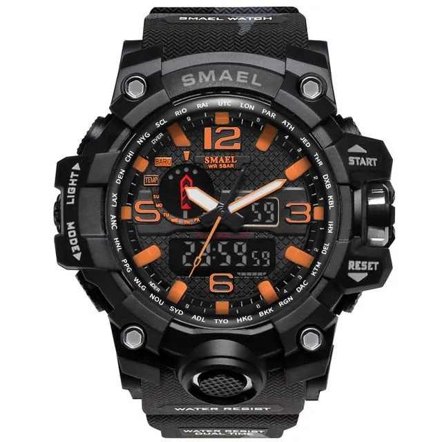 Mens Sports Dual Display Analog Digital LED Electronic Quartz Wristwatches Waterproof Swimming Military Watch