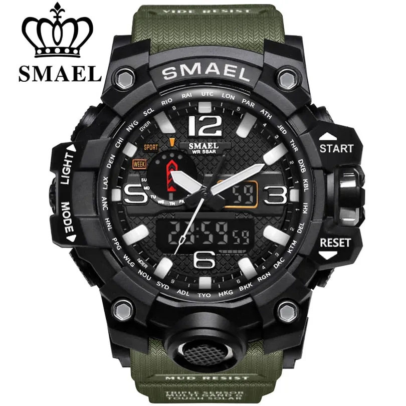 Mens Sports Dual Display Analog Digital LED Electronic Quartz Wristwatches Waterproof Swimming Military Watch