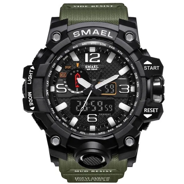 Mens Sports Dual Display Analog Digital LED Electronic Quartz Wristwatches Waterproof Swimming Military Watch