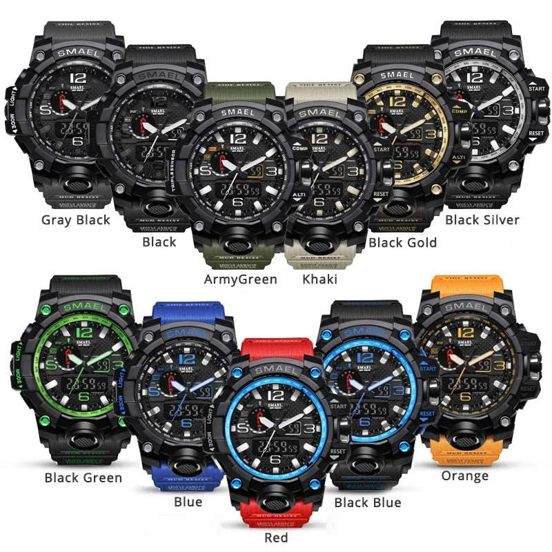 Mens Sports Dual Display Analog Digital LED Electronic Quartz Wristwatches Waterproof Swimming Military Watch