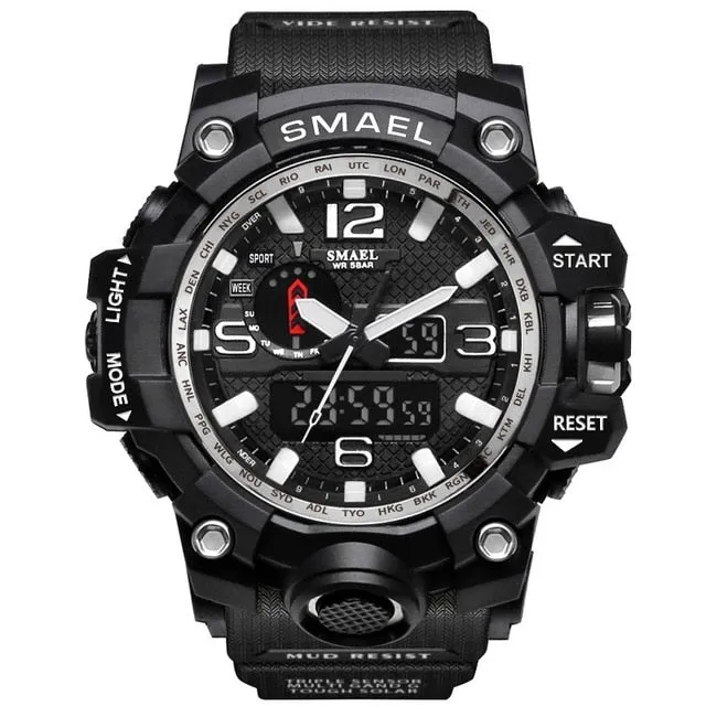 Mens Sports Dual Display Analog Digital LED Electronic Quartz Wristwatches Waterproof Swimming Military Watch