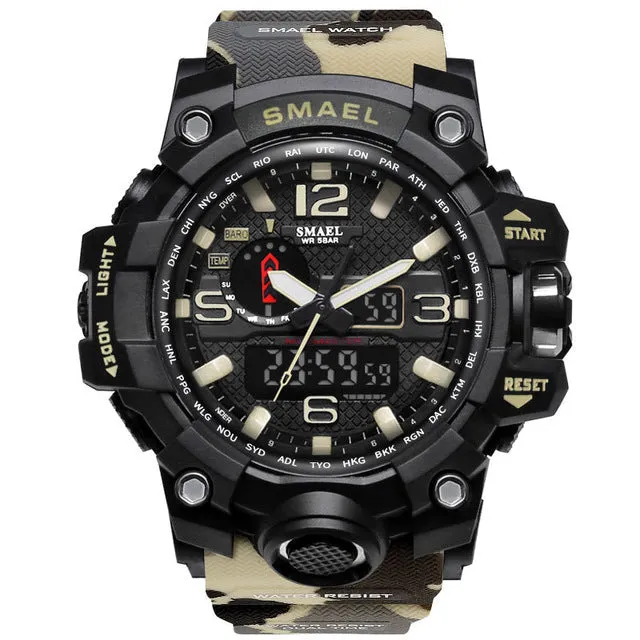 Mens Sports Dual Display Analog Digital LED Electronic Quartz Wristwatches Waterproof Swimming Military Watch