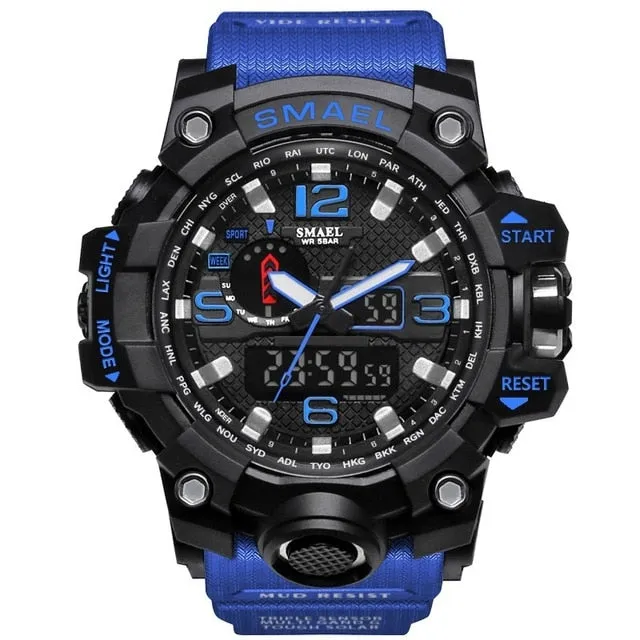 Mens Sports Dual Display Analog Digital LED Electronic Quartz Wristwatches Waterproof Swimming Military Watch