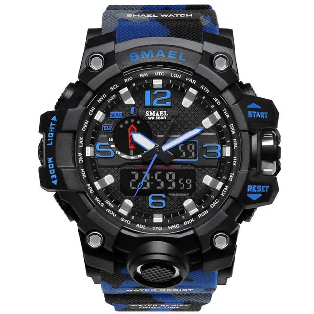 Mens Sports Dual Display Analog Digital LED Electronic Quartz Wristwatches Waterproof Swimming Military Watch