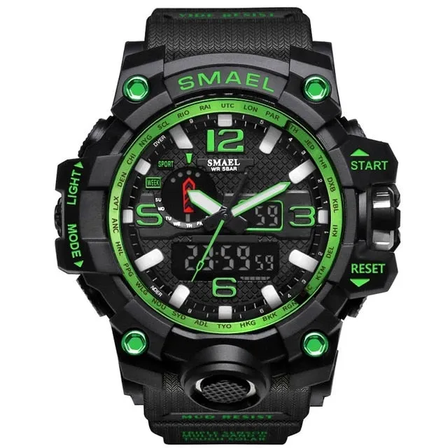 Mens Sports Dual Display Analog Digital LED Electronic Quartz Wristwatches Waterproof Swimming Military Watch