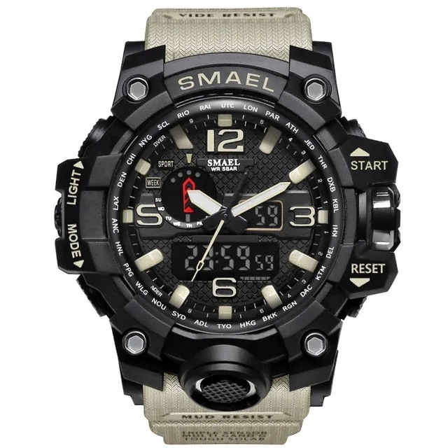 Mens Sports Dual Display Analog Digital LED Electronic Quartz Wristwatches Waterproof Swimming Military Watch