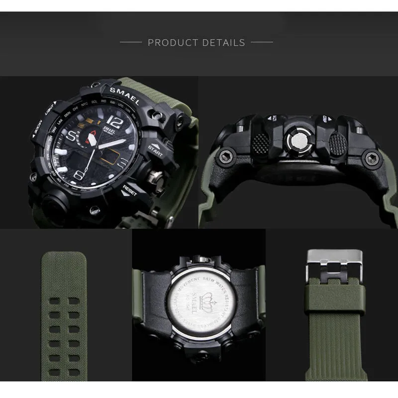 Mens Sports Dual Display Analog Digital LED Electronic Quartz Wristwatches Waterproof Swimming Military Watch