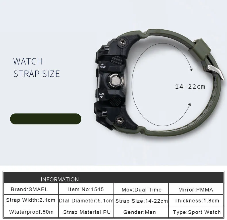 Mens Sports Dual Display Analog Digital LED Electronic Quartz Wristwatches Waterproof Swimming Military Watch