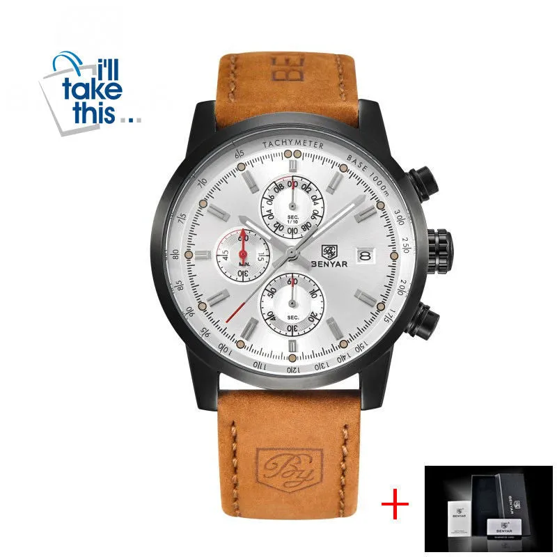 Mens Watches Luxury Sport Wristwatch Chronograph Quartz movement Watch ⌚