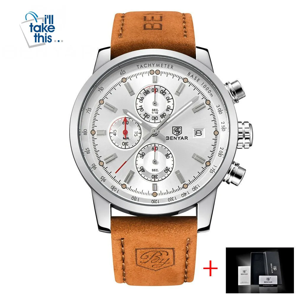 Mens Watches Luxury Sport Wristwatch Chronograph Quartz movement Watch ⌚