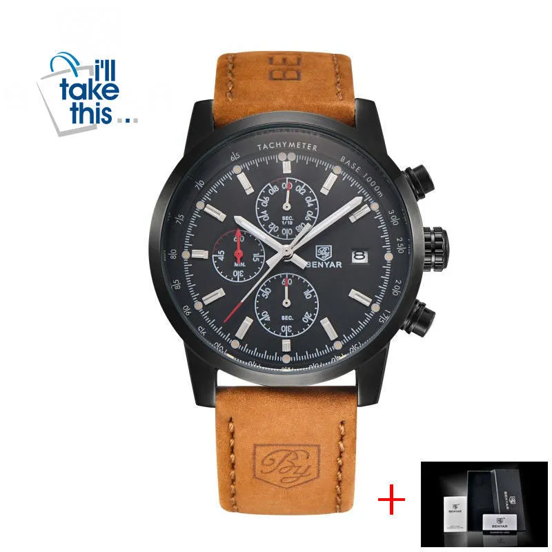 Mens Watches Luxury Sport Wristwatch Chronograph Quartz movement Watch ⌚