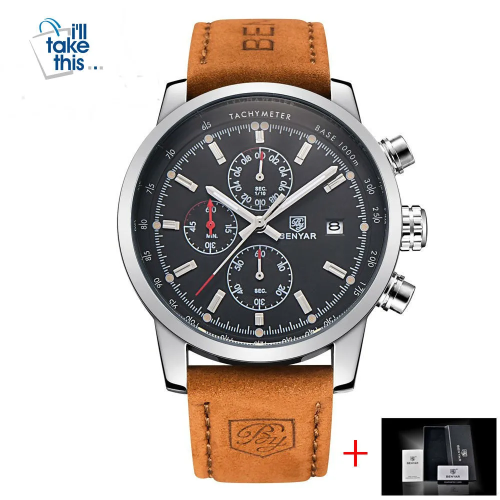 Mens Watches Luxury Sport Wristwatch Chronograph Quartz movement Watch ⌚