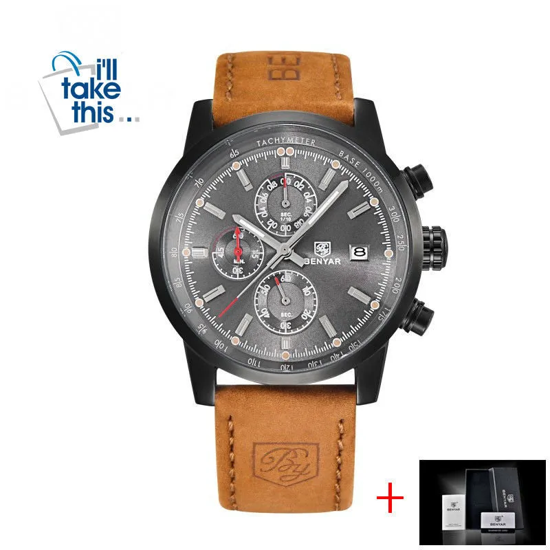 Mens Watches Luxury Sport Wristwatch Chronograph Quartz movement Watch ⌚