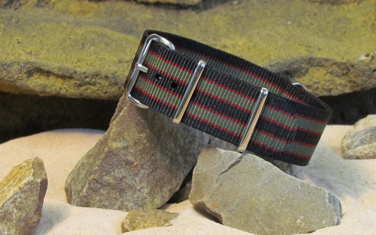MI6 Bond | Black & Olive & Red | One-Piece | Nylon | Polished Hardware
