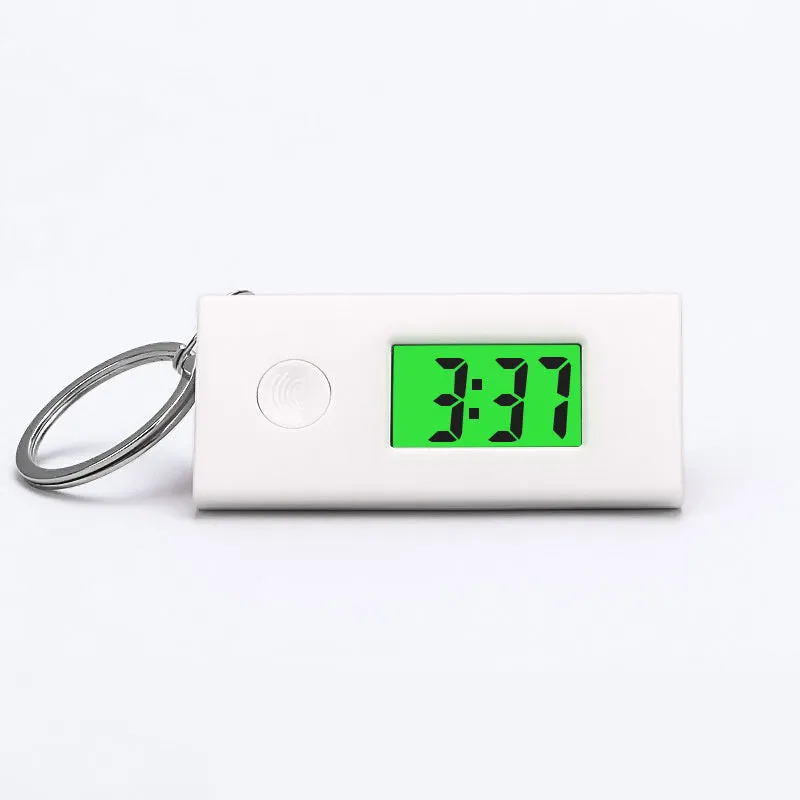 Mini Portable Keychain Luminous ABS Digital Electronic Clock Student Exam Silent Library Study Pocket Watch Backlight LCD Display Small Desk Clocks