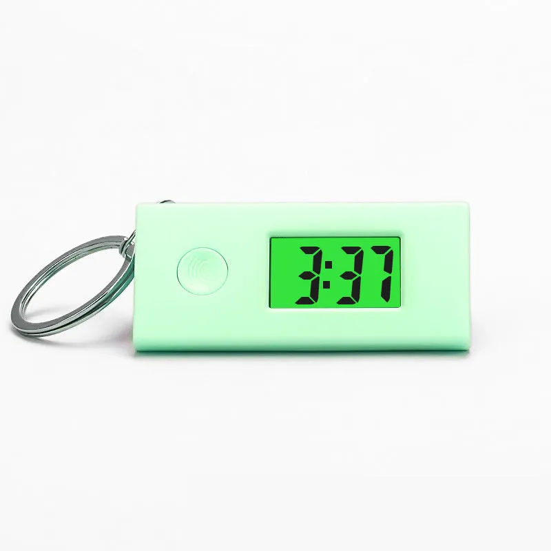 Mini Portable Keychain Luminous ABS Digital Electronic Clock Student Exam Silent Library Study Pocket Watch Backlight LCD Display Small Desk Clocks