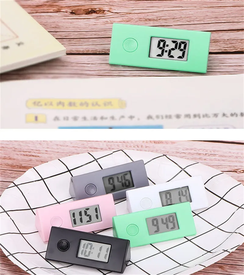 Mini Portable Keychain Luminous ABS Digital Electronic Clock Student Exam Silent Library Study Pocket Watch Backlight LCD Display Small Desk Clocks