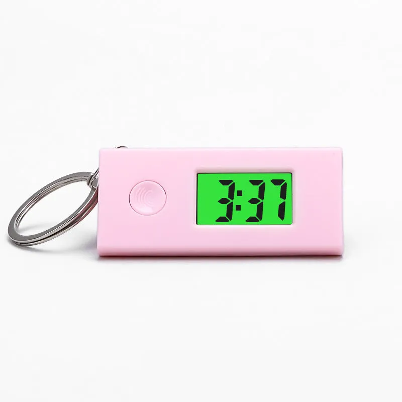 Mini Portable Keychain Luminous ABS Digital Electronic Clock Student Exam Silent Library Study Pocket Watch Backlight LCD Display Small Desk Clocks