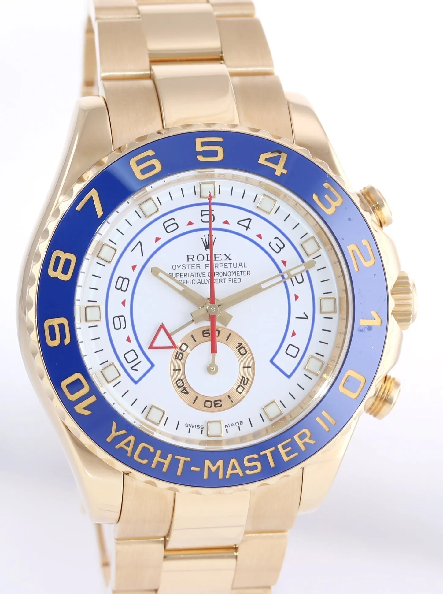 MINT 2017 PAPERS BLUE HANDS Rolex Yacht-Master 2 Yellow Gold 116688 44mm Watch