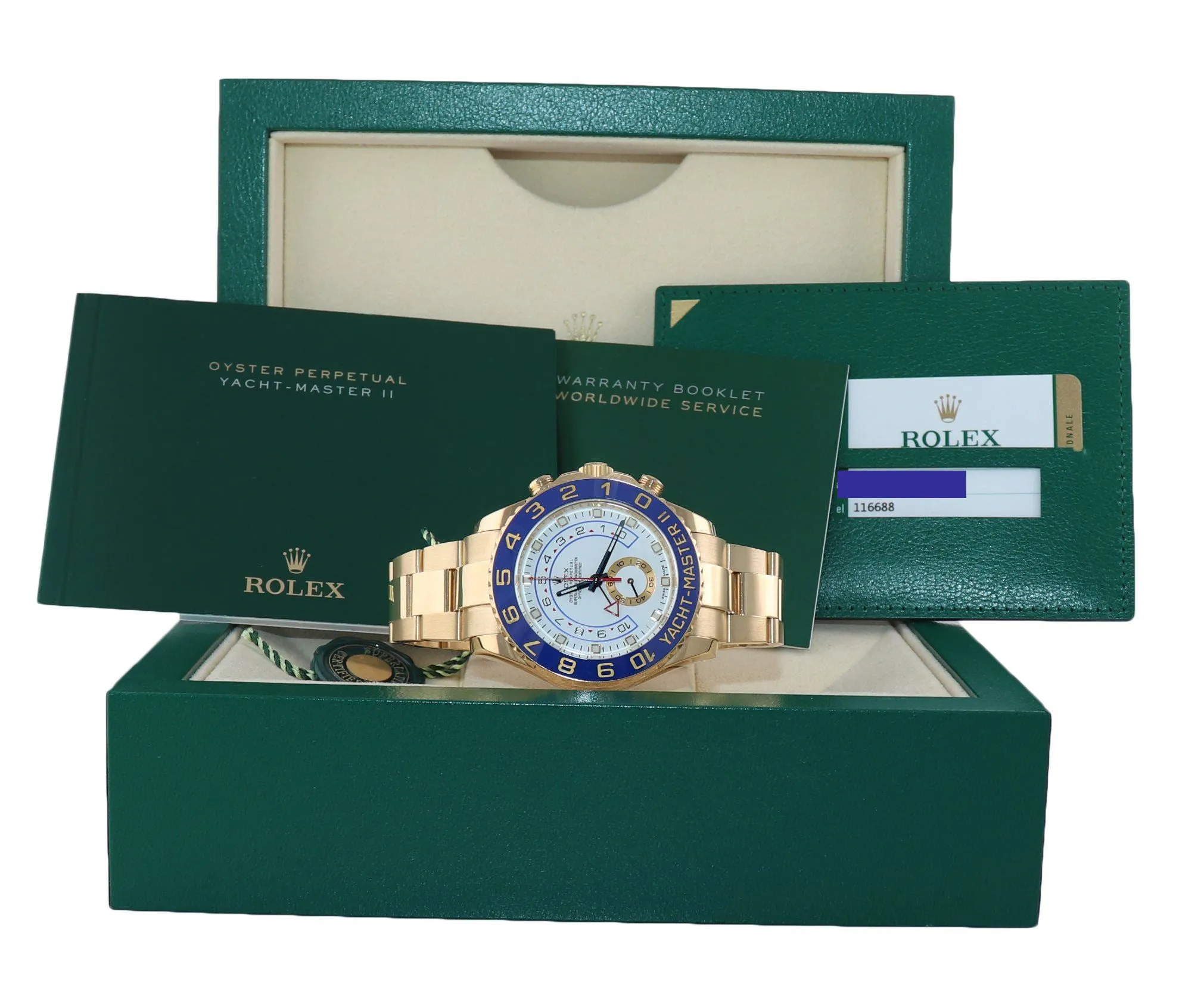 MINT 2017 PAPERS BLUE HANDS Rolex Yacht-Master 2 Yellow Gold 116688 44mm Watch