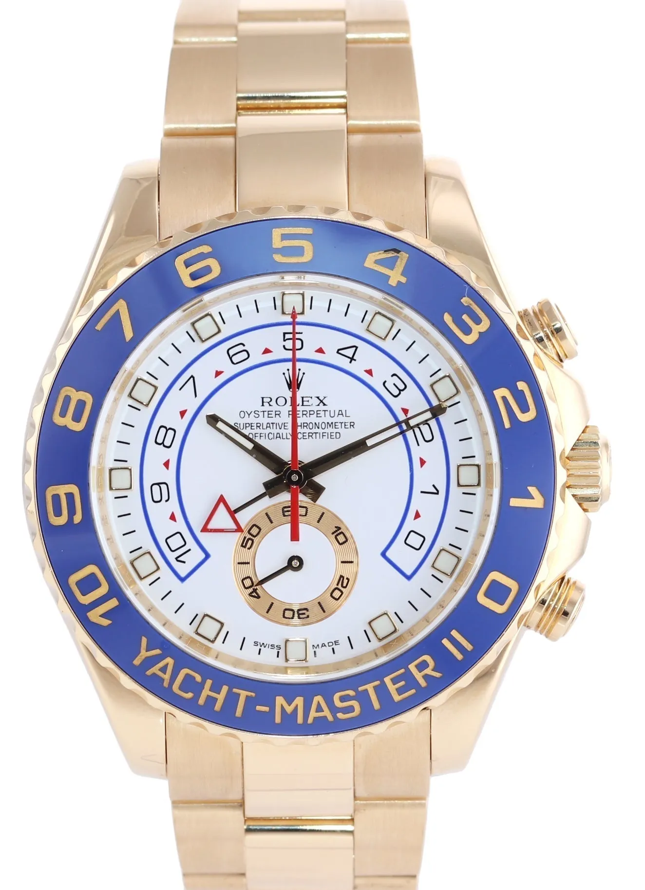 MINT 2017 PAPERS BLUE HANDS Rolex Yacht-Master 2 Yellow Gold 116688 44mm Watch