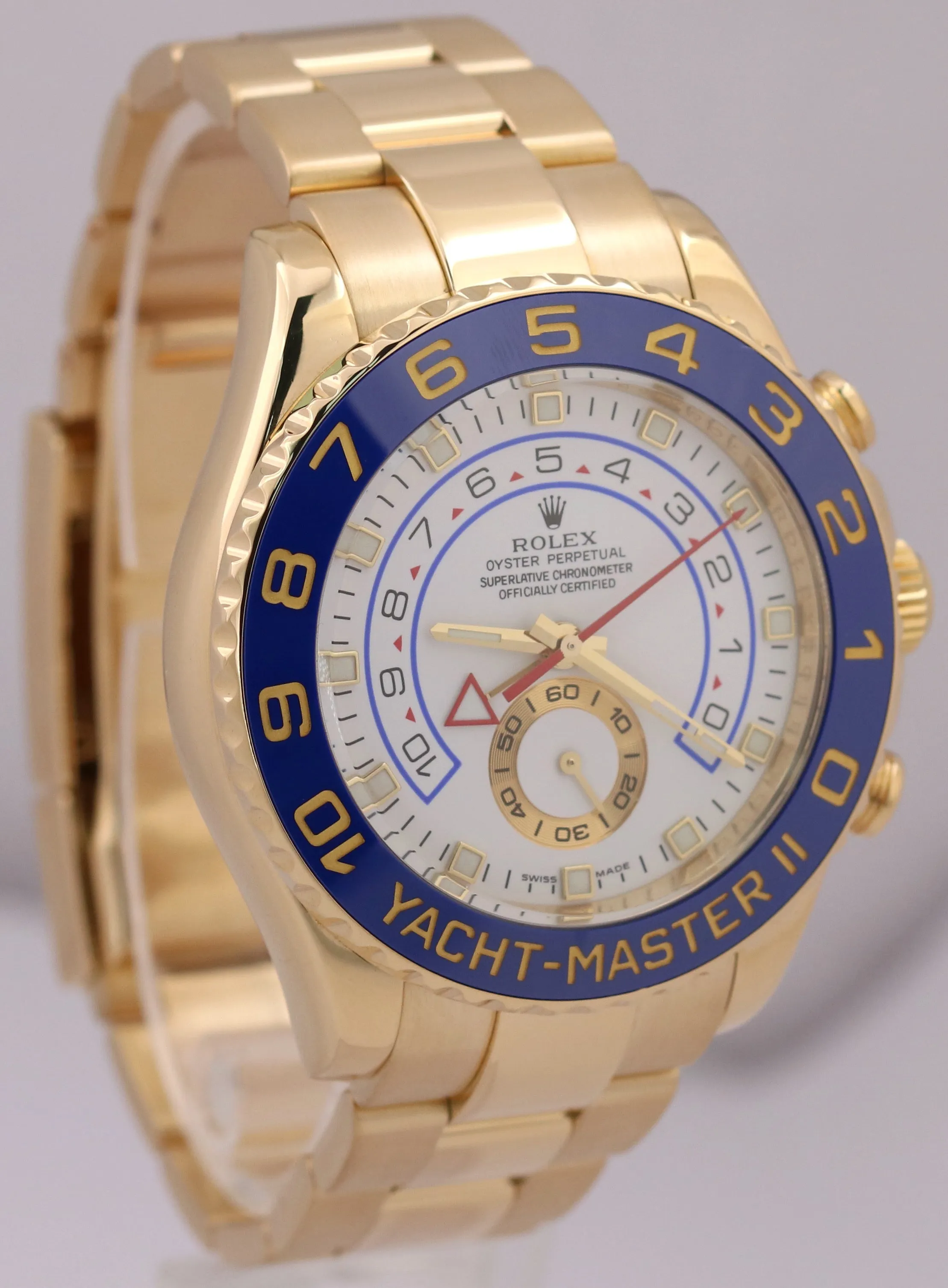 MINT Rolex Yacht-Master II 18K Yellow Gold White Regatta 44mm Watch 116688 BOX