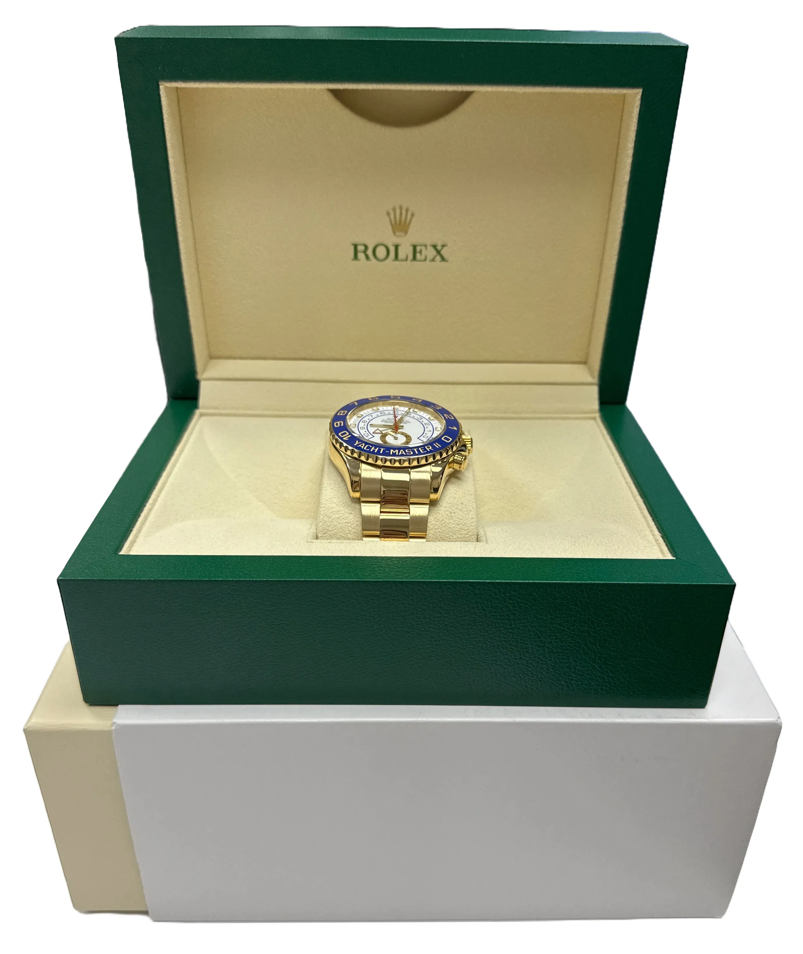 MINT Rolex Yacht-Master II 18K Yellow Gold White Regatta 44mm Watch 116688 BOX
