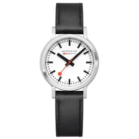 MONDAINE STOP2GO WATCH BLACK VEGAN LEATHER, 34 MM - MST.3401B.LBV.SET