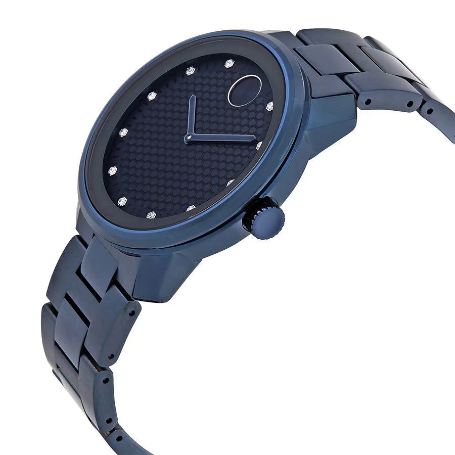 Movado Bold Blue Honeycomb Diamond Dial Men's Watch 3600450
