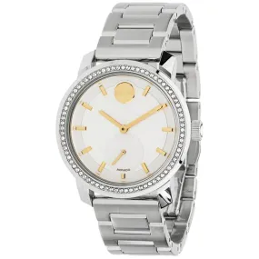 Movado Women's Quartz Watch - Bold Crystal Bezel Silver Tone Dial Bracelet | 3600617